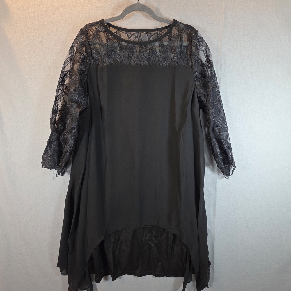 Womens Black Lace Sleeve Dress Size 4XL NEW Hi-Lo